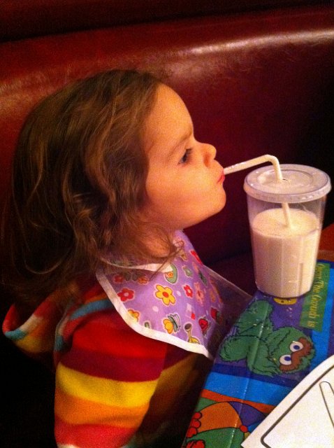 IMG_0299b.jpg - Here Catherine is trying to be a big girl while we are out for a Birthday Dinner.