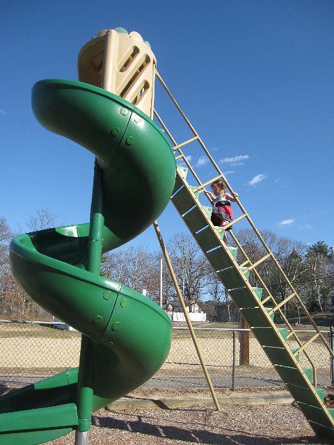 IMG_8589.jpg - This gal has no fear of the tallest slide in the park!