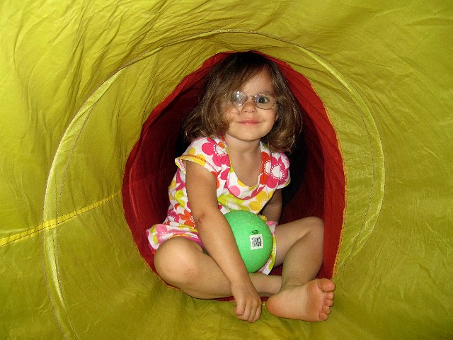 IMG_9606.jpg - Indoor play time occasionally involves a tunnel in the living room .. the things you do to entertain, ugh.