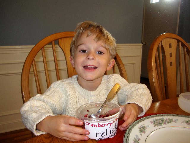 IMG_8809.jpg - Nathan also contributed to our Thanksgiving Day with some cranberry relish he made at preschool.