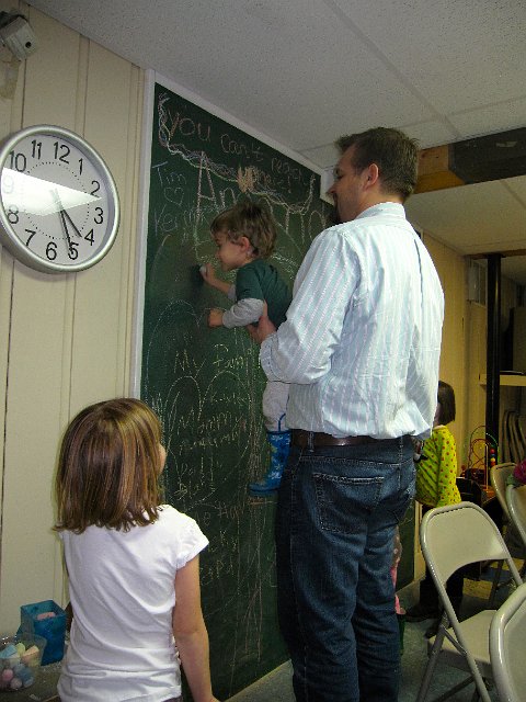 IMG_4608.jpg - He then wanted to make a taller line, so Daddy had to help him out with that.