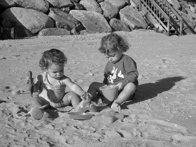 IMG_0076b-w.jpg - Some serious sand time among friends on a spectacular September afternoon.
