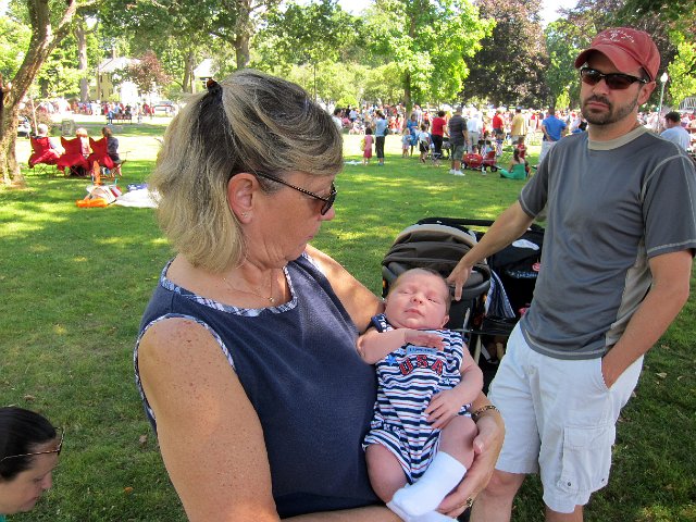 IMG_1746b.jpg - We all attended the Andover Pancake Breakfast where even Nathan enjoyed the festivities in the park with his Nana and Uncle by his side.