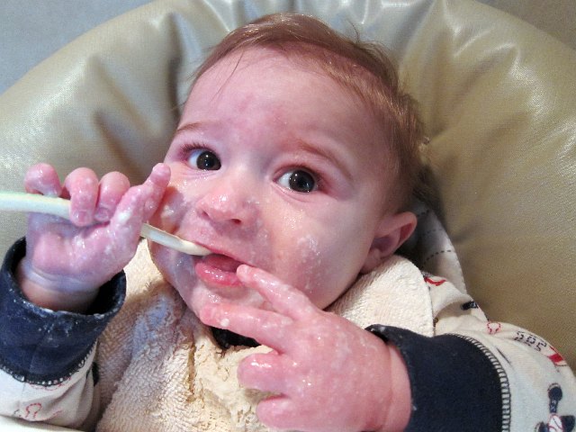 IMG_2577b.jpg - Let's hope rice cereal is as good for your skin as it is for your tummy!