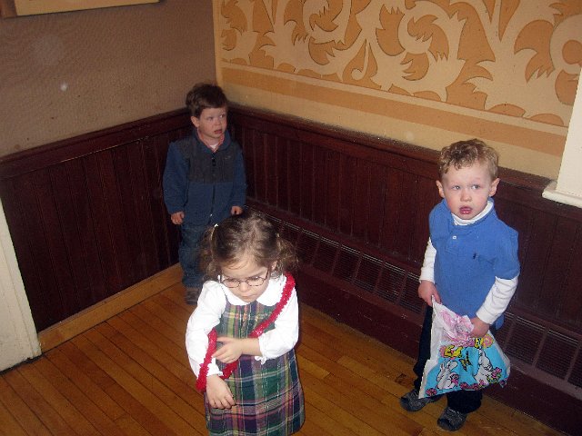 IMG_3404b.jpg - We met a few of the playgroup pals at the Andover Spring Egg Hunt.  Here are Hunter, Colby and Catherine (yet again) walking away from the boys.