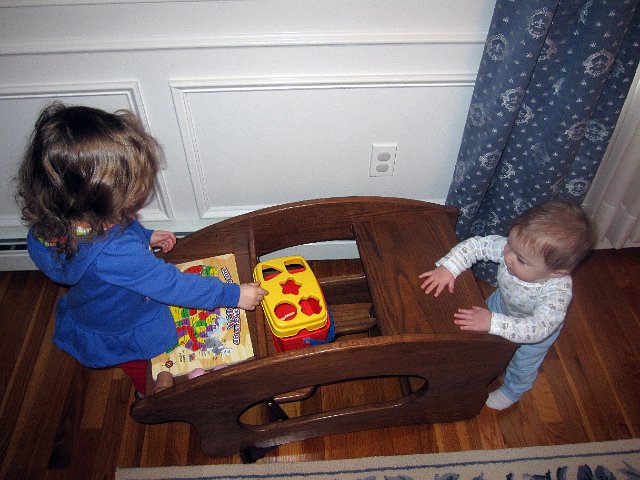 IMG_2737b.jpg - Another snow day and we are learning to compromise.  Nathan wants to play with everything Catherine is playing with.