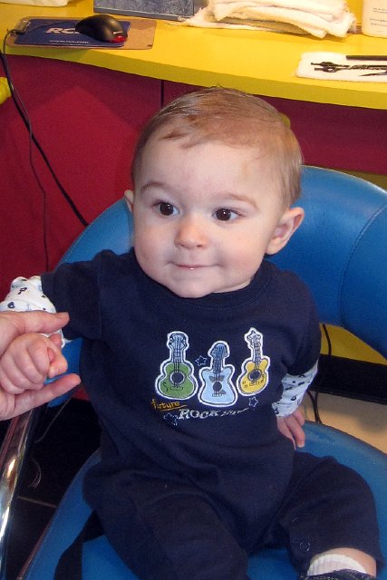 IMG_2870b.jpg - My baby is gone .. he had his first haircut today!  :>(   And, he was such a big boy about it too!!