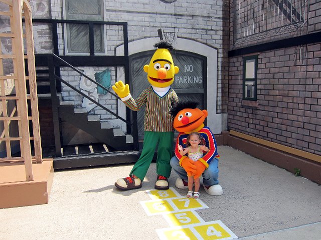 IMG_3729b.jpg - Woohoo, we were blessed with great luck in running into these guys along Sesame Street!