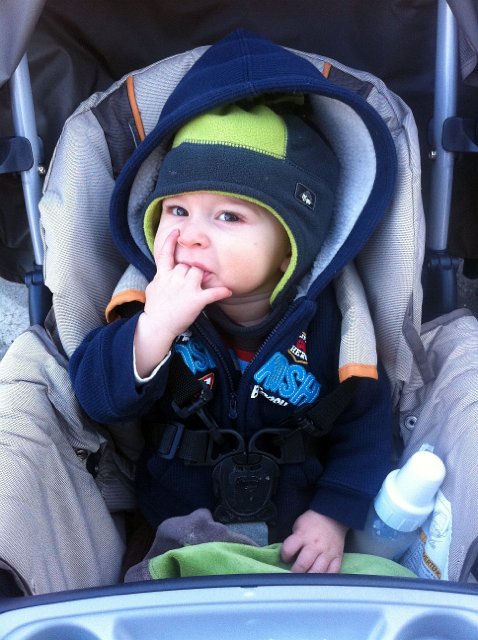 IMG_0306b.jpg - Nathan is on a role with 'firsts' .. First ride in the stroller without being in the bucket.