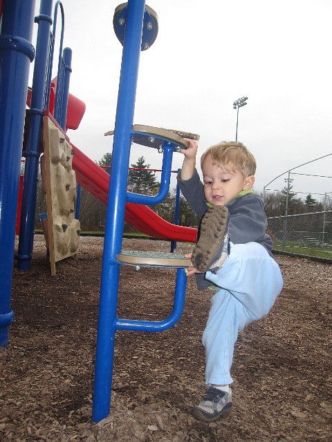 IMG_7028.jpg - Nathan's ready but not quite able to tackle these steps yet (lucky for Mommy).