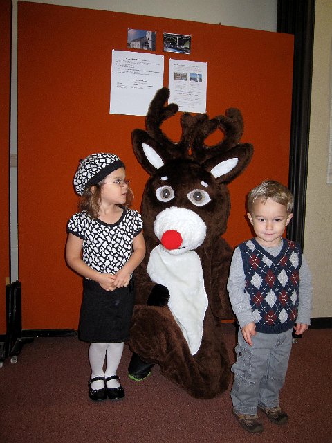 IMG_3206.jpg - The kids could not wait to go to The Mother Connection Holiday Party and repeatedly asked if Frosty was going to be there like last year).  Rudolph did a fabulous job capturing their hearts this year!