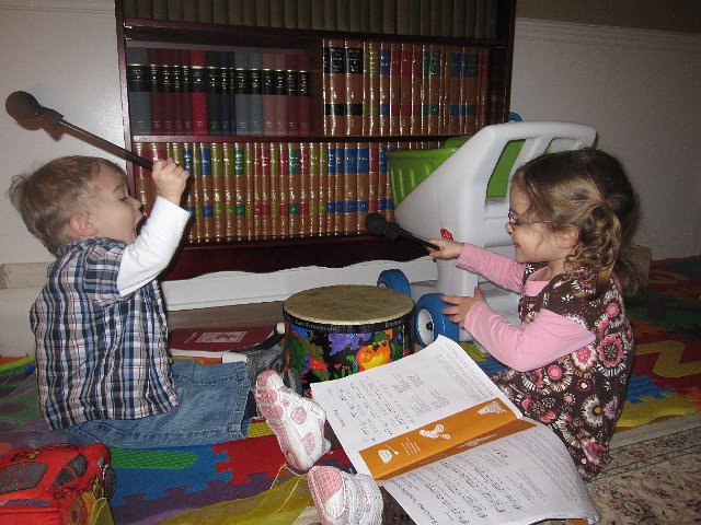 IMG_8256.jpg - Playtime continued inside with a drum duet ... crazy kids!