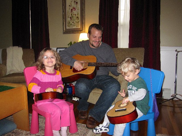 IMG_2843.jpg - They couldn't wait to share some family guitar-music-making time with Daddy.