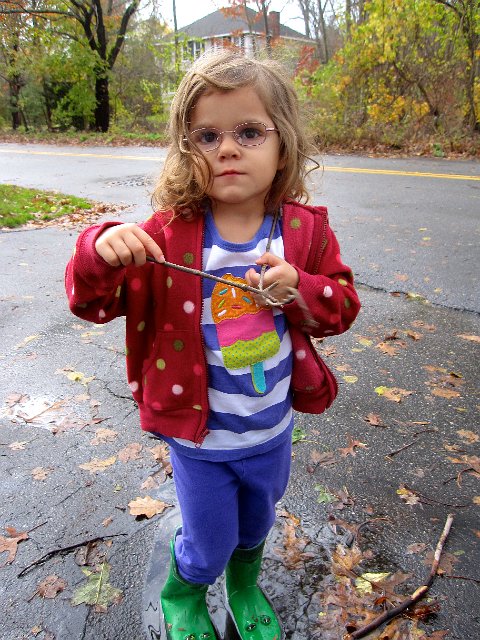 IMG_2728.jpg - Catherine "playing violin" with a couple of the sticks she picked up.