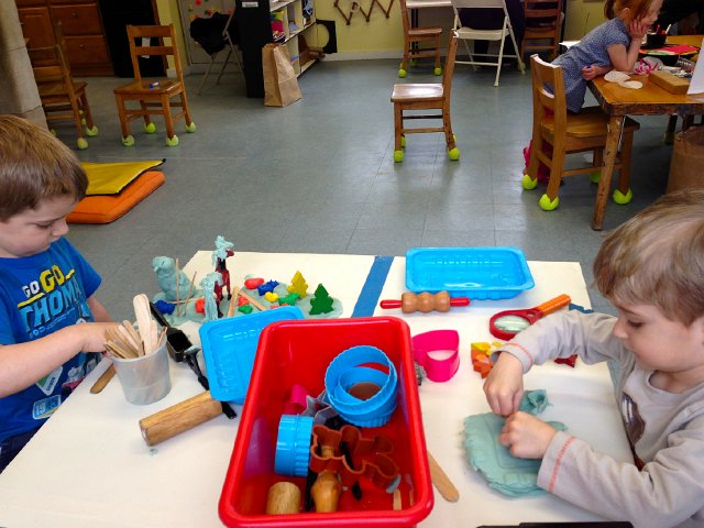 IMG_3258.jpg - It appears that Nathan feels right at home at the PlayDoh table too.