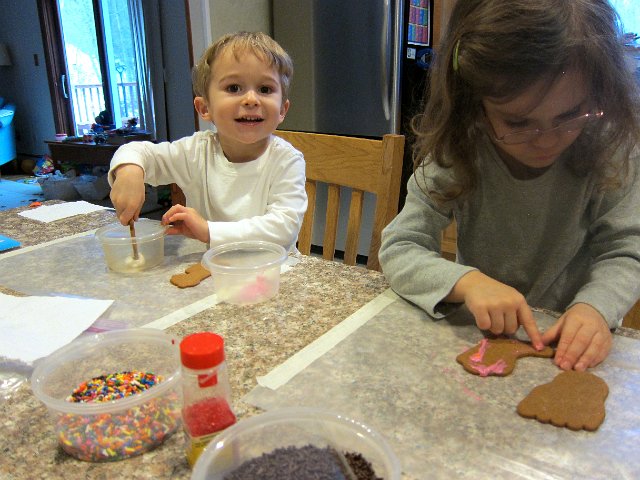 IMG_6706.jpg - The kids each picked out their own cookie cutter shapes; Catherine = a boot and foot and Nathan = 2 trucks to be decorated.