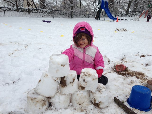 IMG_2906.jpg - It was great packing snow, so we started to build an igloo in the schoolyard.