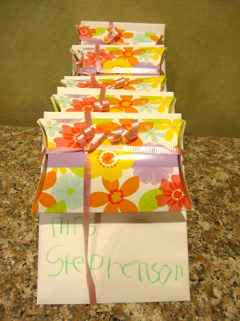 IMG_6345.jpg - It's that time of year!  Gifts for the teachers are ready (a gift card to Mad Maggie's Ice Cream and a personally-written and colored Thank You card by Catie Ann).