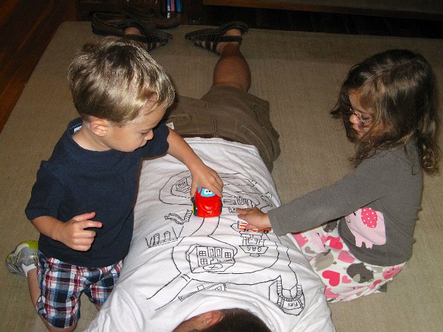 IMG_6477.jpg - It's a road map/back massager shirt for Daddy.