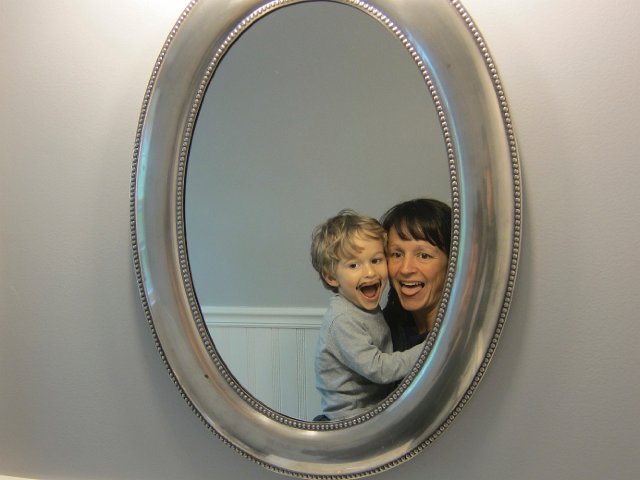 IMG_7144.jpg - Just Mommy and a chocolate pudding faced Nathan being silly.
