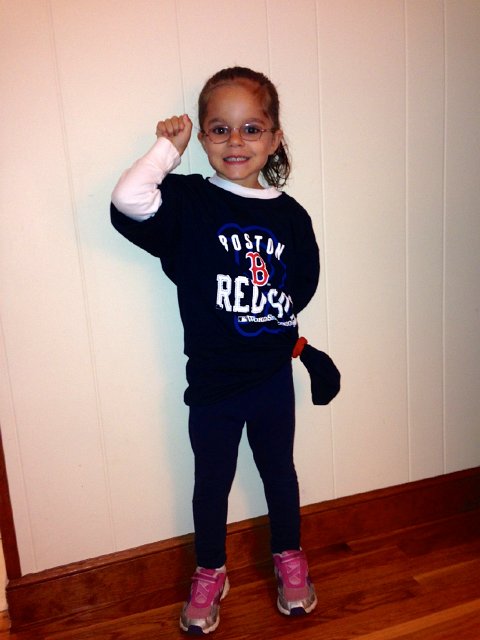 IMG_4923.jpg - Catherine (and the rest of New England) is ready to cheer on the Boston Red Sox to another World Series Championship.  They held Spirit Day at her school for the second week in a row as the Red Sox rallied on!