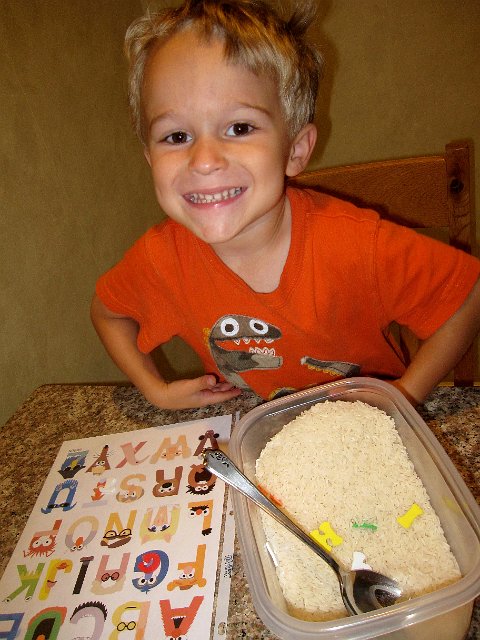 IMG_8074.jpg - Nathan matched up his findings to the alphabet printout.