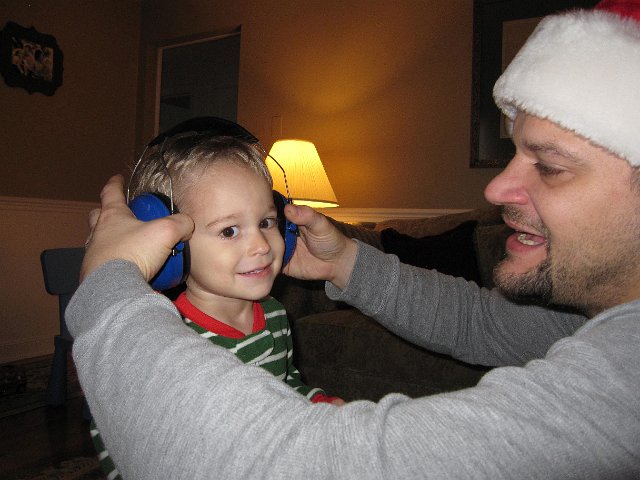 IMG_3402.jpg - Nathan always talks about ear protection as Daddy is working in the basement making lots of noise and now he's all set.  Thanks, Grandpa